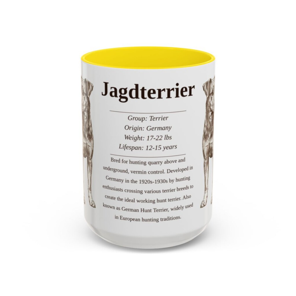 15oz Jagdterrier Mug, Yellow, front view