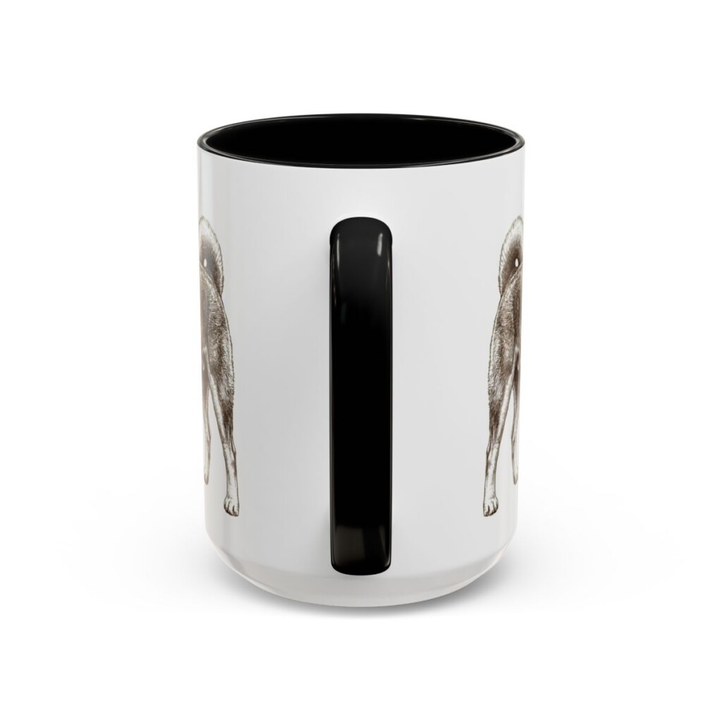 15oz Japanese Akitainu Mug, Black, back view