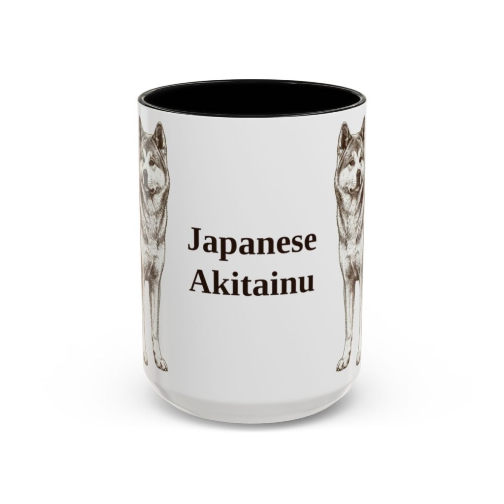 15oz Japanese Akitainu Mug, Black, front view