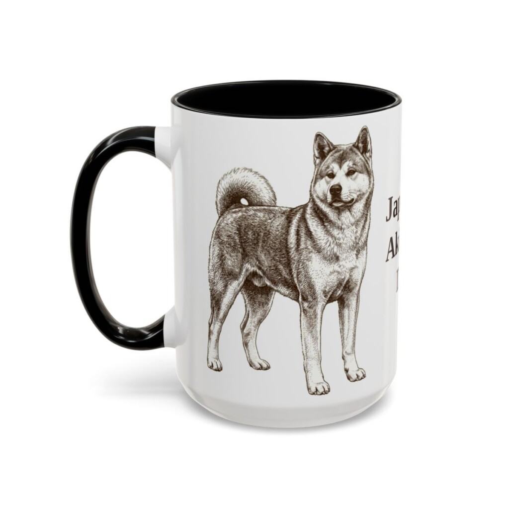 15oz-japanese-akitainu-mug-dad-black-left 15oz Japanese Akitainu Dog Dad Mug, Black, left side view