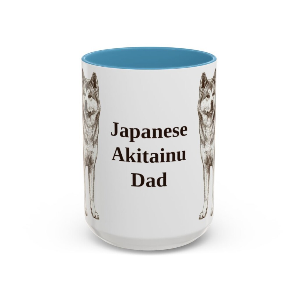 15oz-japanese-akitainu-mug-dad-light-blue 15oz Japanese Akitainu Dog Dad Mug, Light Blue, front view