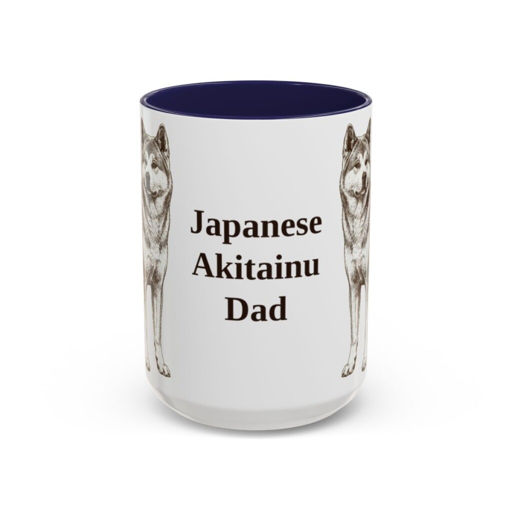15oz-japanese-akitainu-mug-dad-navy 15oz Japanese Akitainu Dog Dad Mug, Navy, front view
