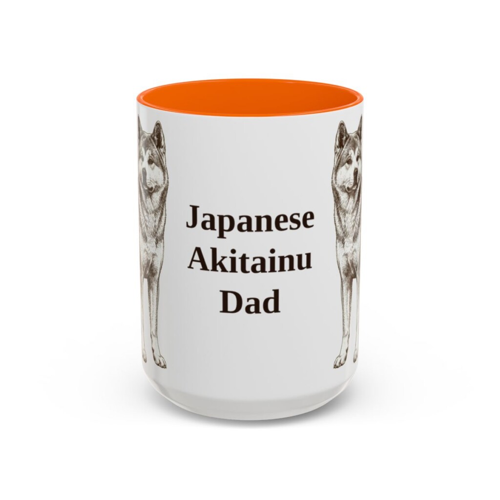 15oz-japanese-akitainu-mug-dad-orange 15oz Japanese Akitainu Dog Dad Mug, Orange, front view