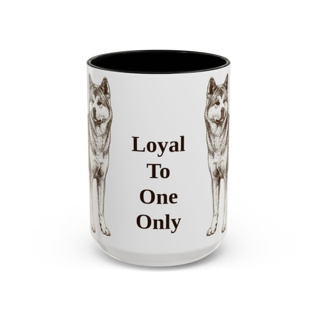 15oz Funny Japanese Akitainu Mug, Black, front view
