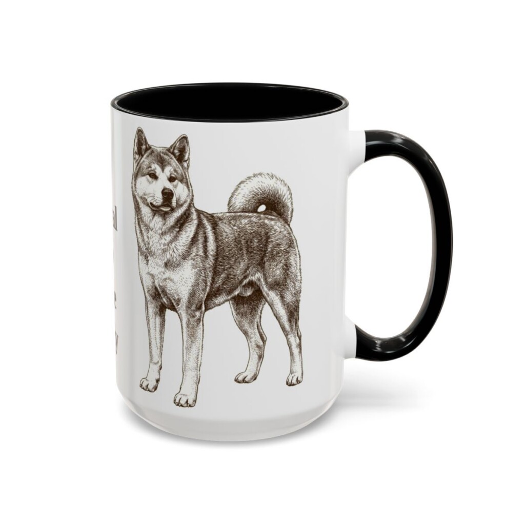 15oz Funny Japanese Akitainu Mug, Black, right side view