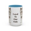 15oz Funny Japanese Akitainu Mug, Light Blue, front view