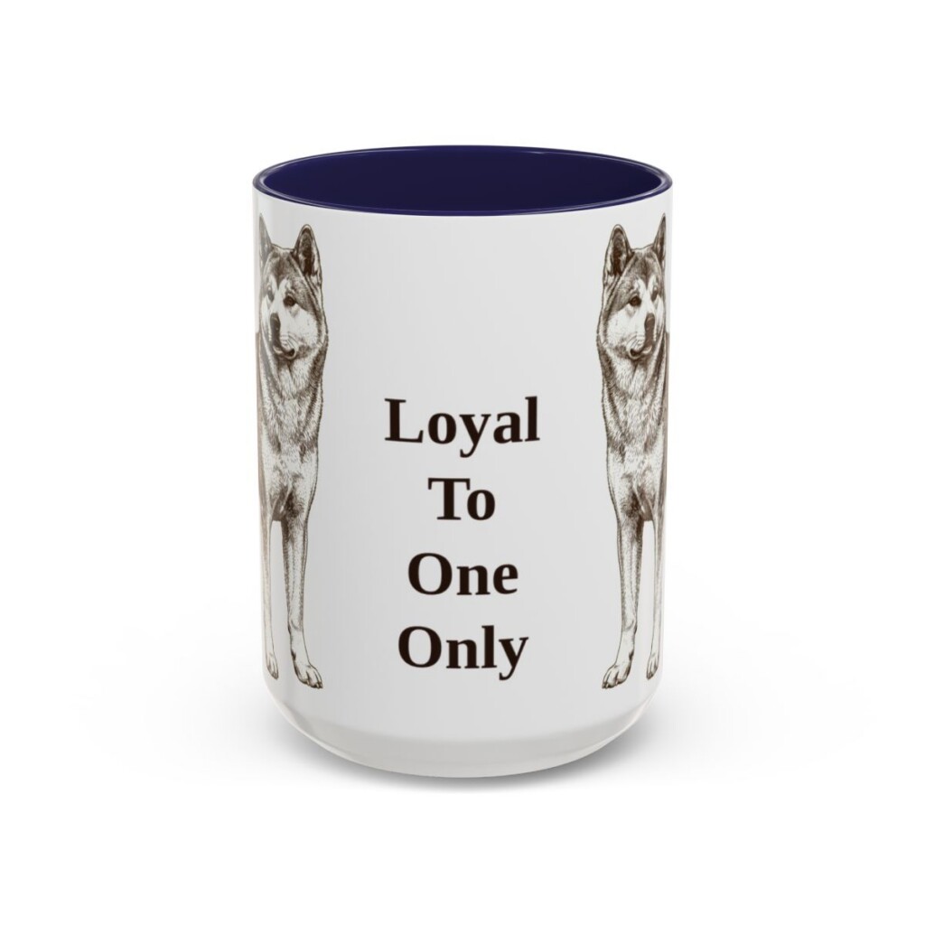 15oz Funny Japanese Akitainu Mug, Navy, front view