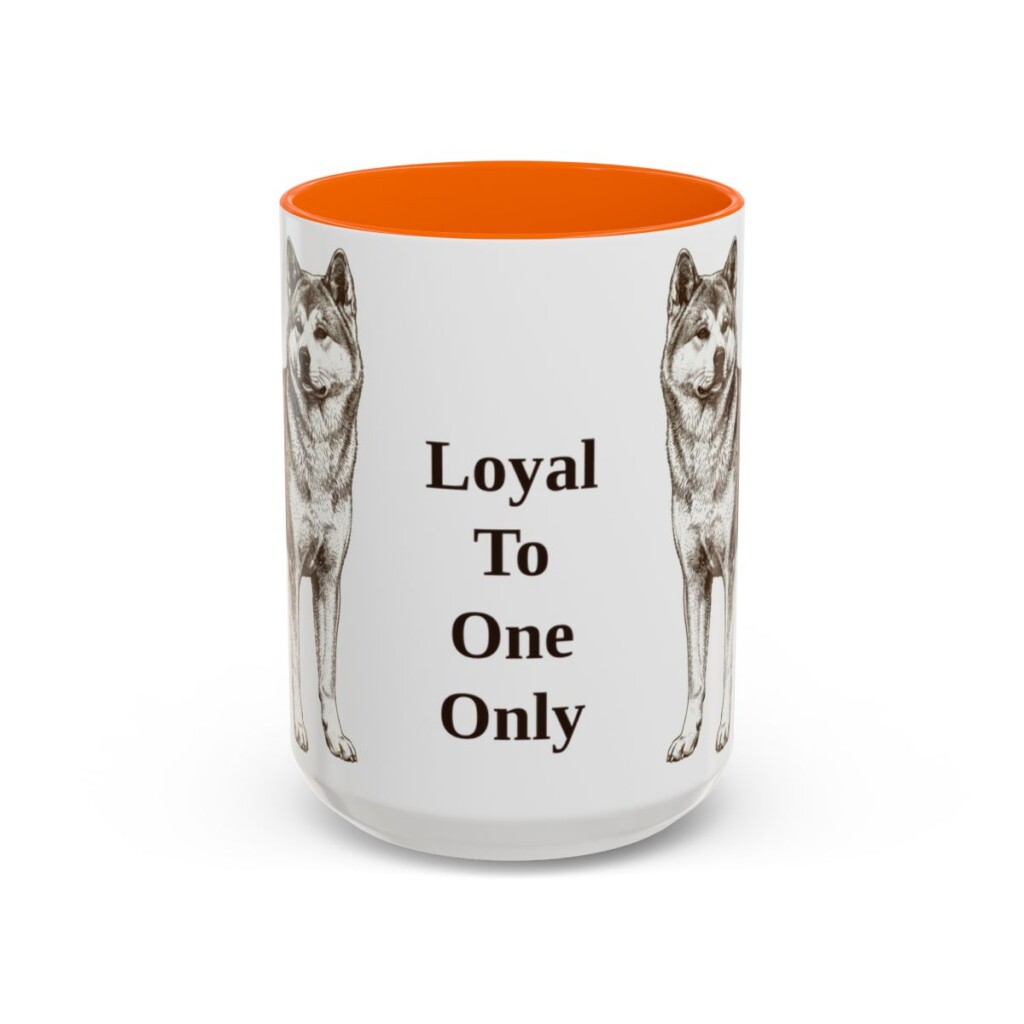 15oz Funny Japanese Akitainu Mug, Orange, front view