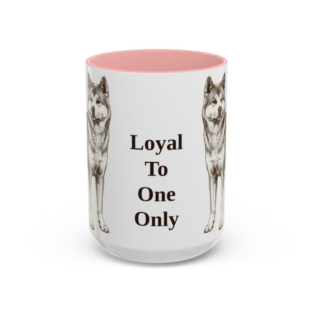15oz Funny Japanese Akitainu Mug, Pink, front view