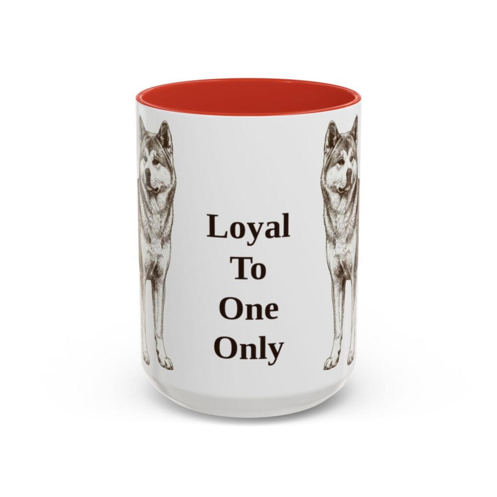 15oz Funny Japanese Akitainu Mug, Red, front view