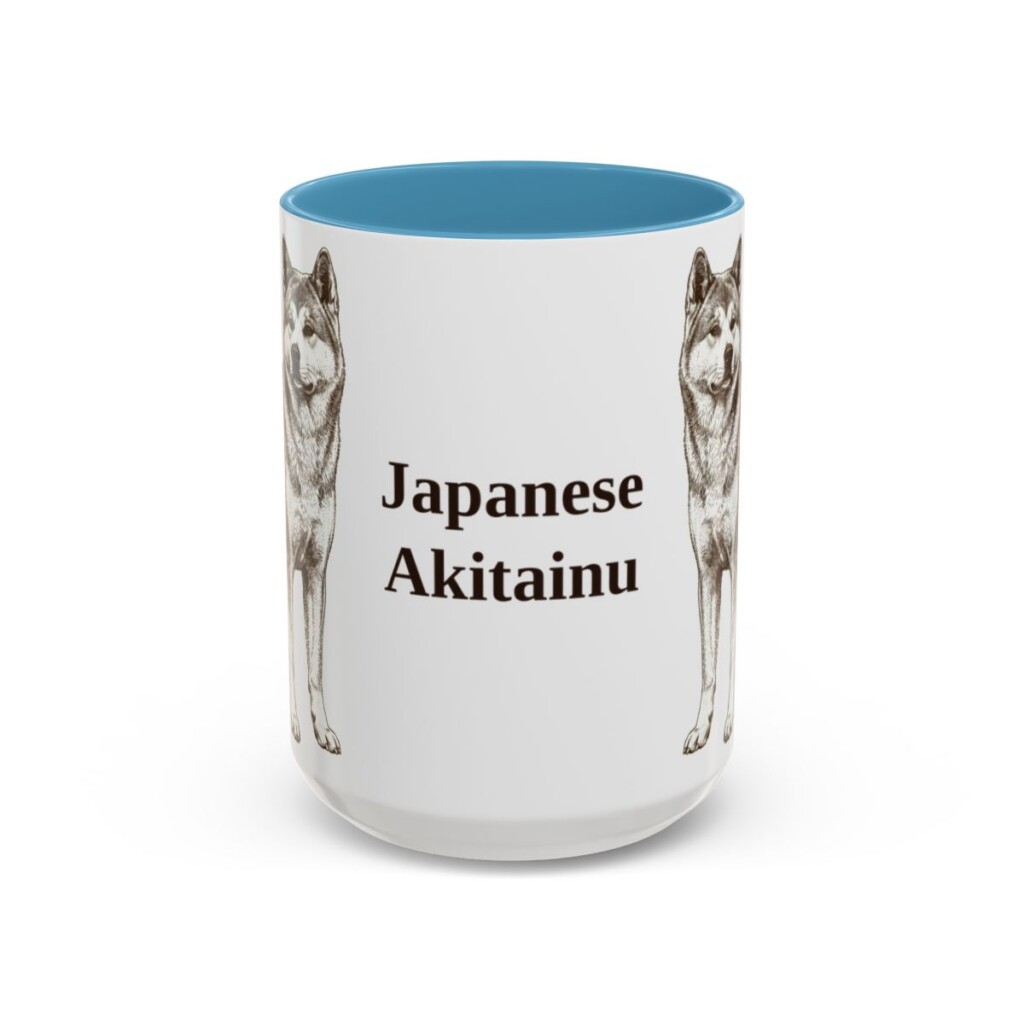 15oz Japanese Akitainu Mug, Light Blue, front view