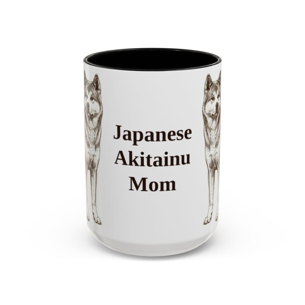 15oz Japanese Akitainu Dog Mom Mug, Black, front view