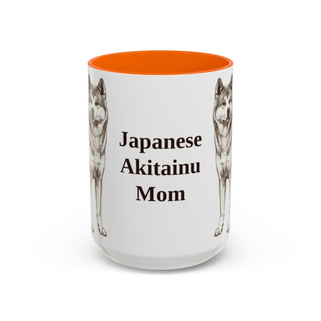 15oz Japanese Akitainu Dog Mom Mug, Orange, front view