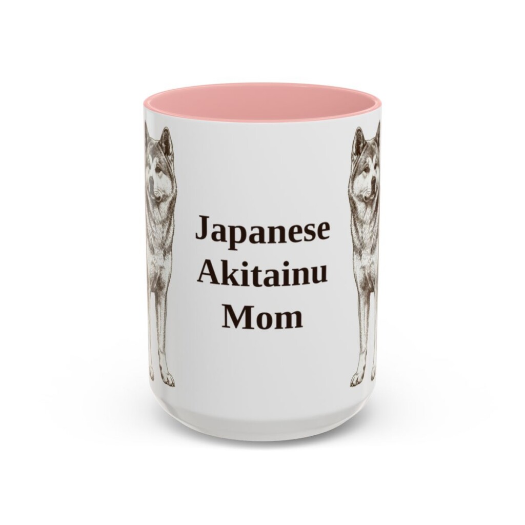 15oz Japanese Akitainu Dog Mom Mug, Pink, front view