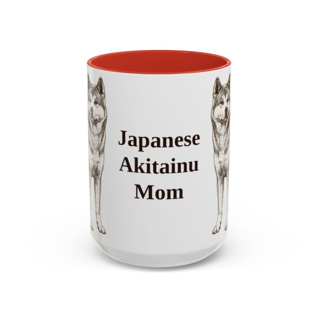 15oz Japanese Akitainu Dog Mom Mug, Red, front view