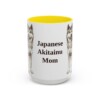 15oz Japanese Akitainu Dog Mom Mug, Yellow, front view