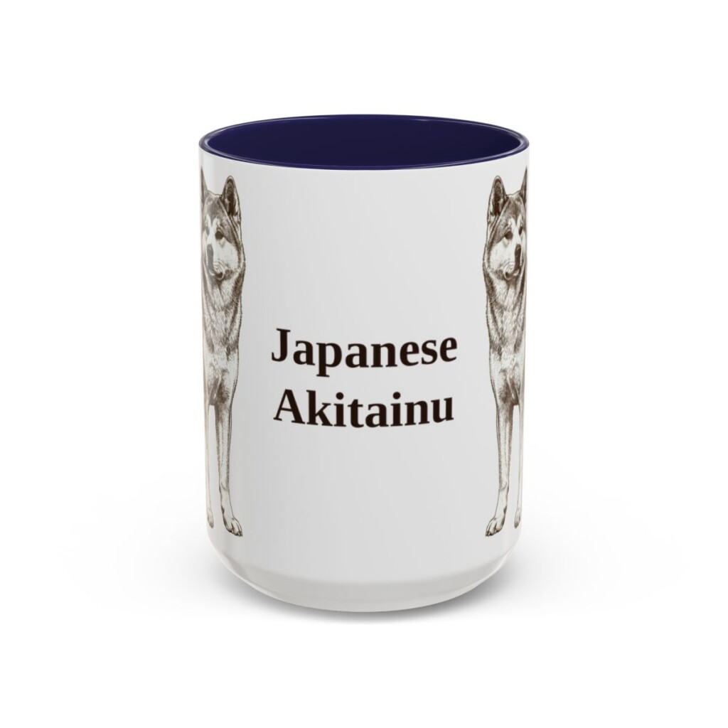 15oz Japanese Akitainu Mug, Navy, front view