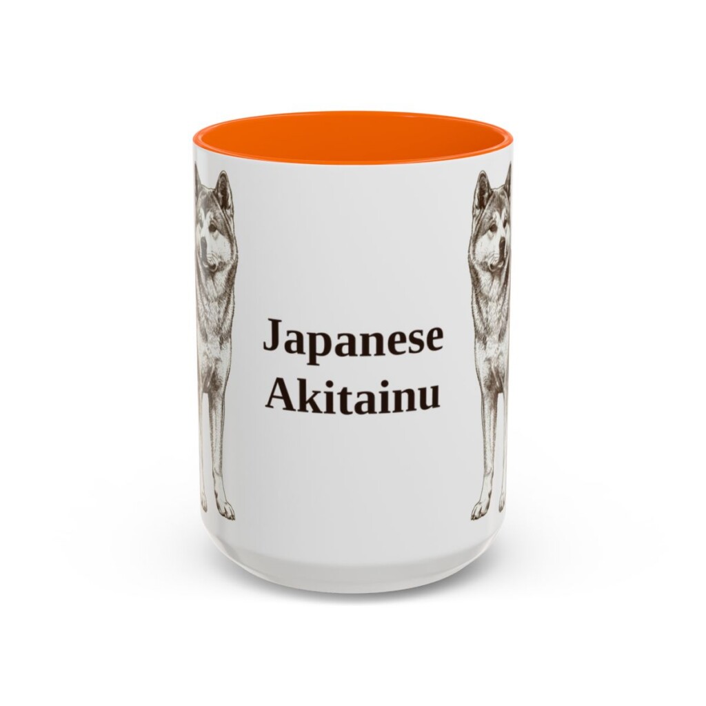 15oz Japanese Akitainu Mug, Orange, front view