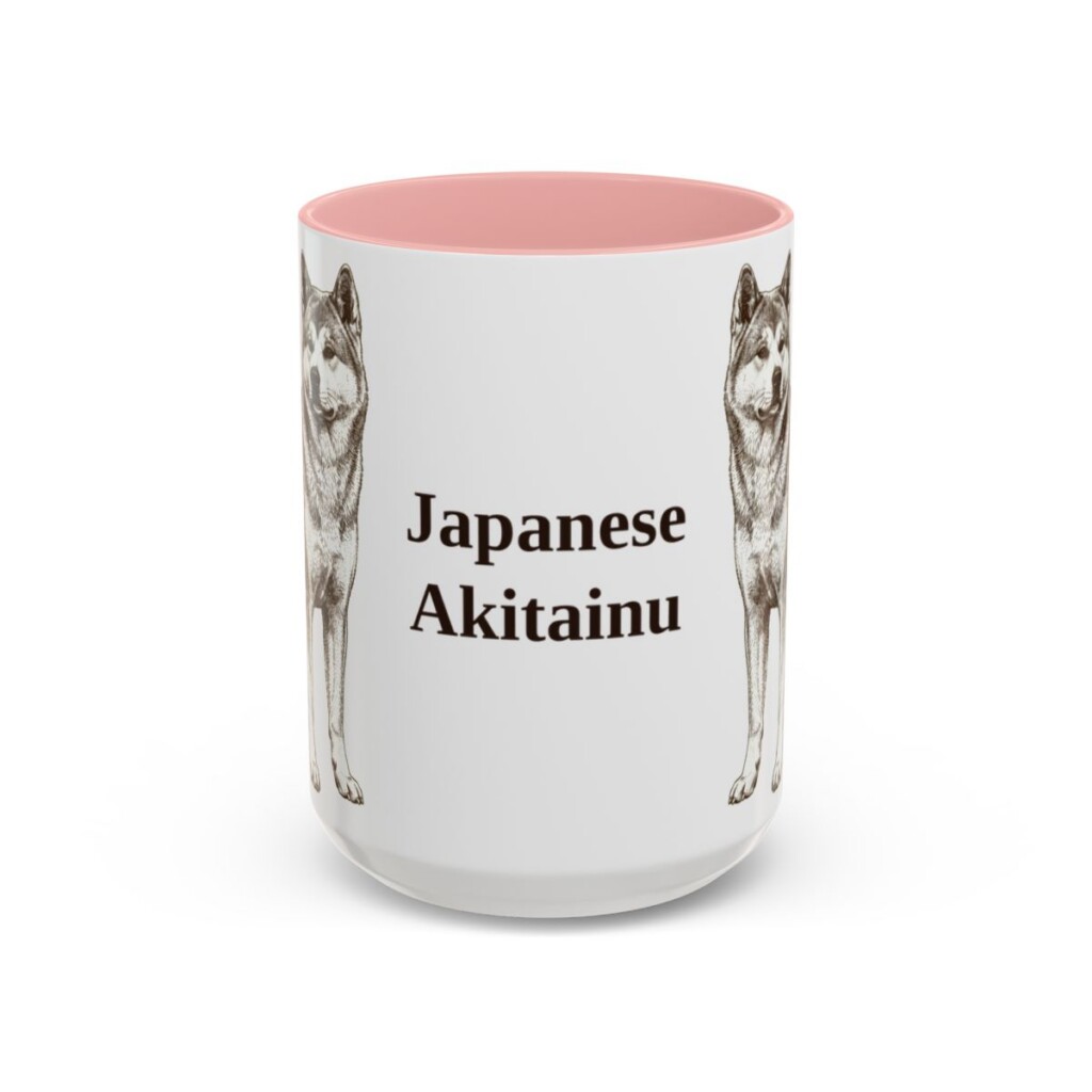 15oz Japanese Akitainu Mug, Pink, front view