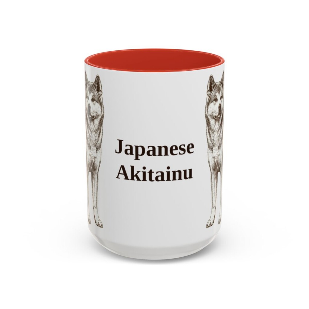 15oz Japanese Akitainu Mug, Red, front view