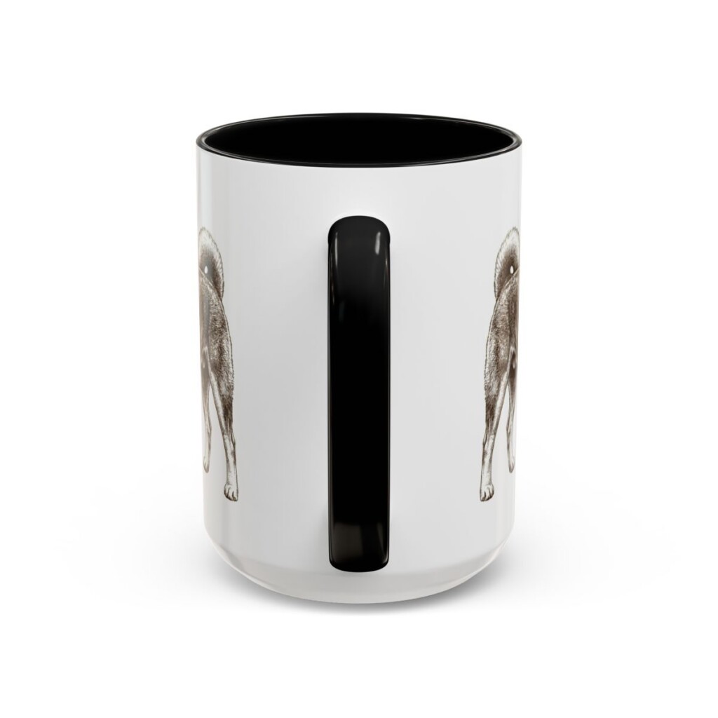 15oz Japanese Akitainu Mug, Black, back view
