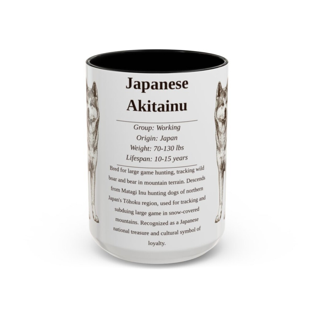 15oz Japanese Akitainu Mug, Black, front view