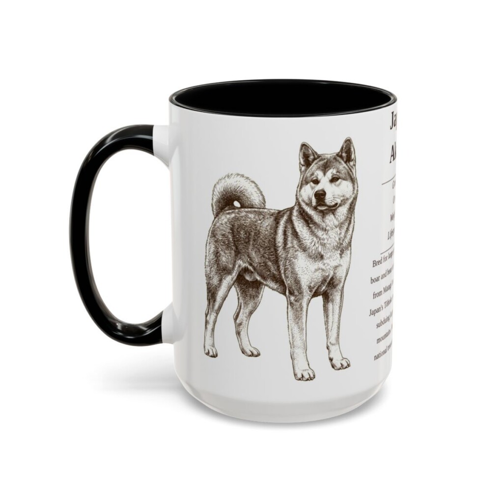 15oz Japanese Akitainu Mug, Black, left side view