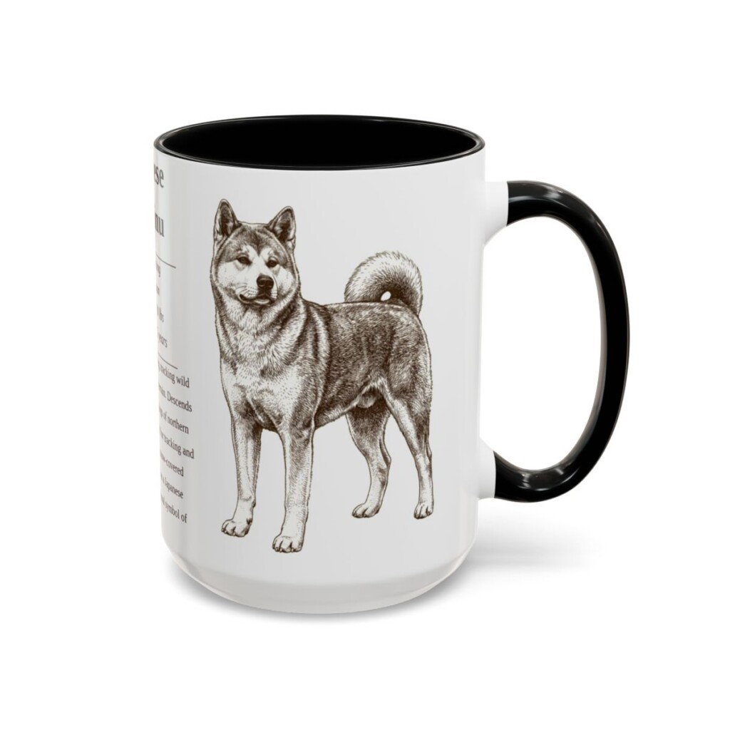 15oz Japanese Akitainu Mug, Black, right side view