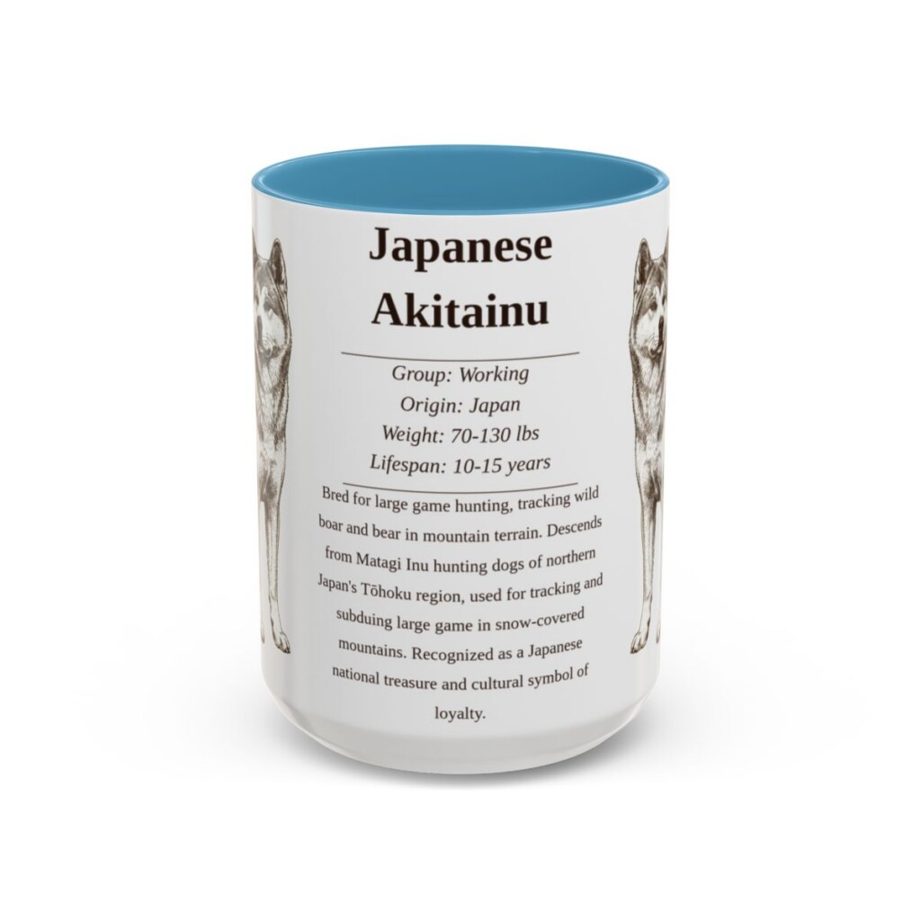 15oz Japanese Akitainu Mug, Light Blue, front view