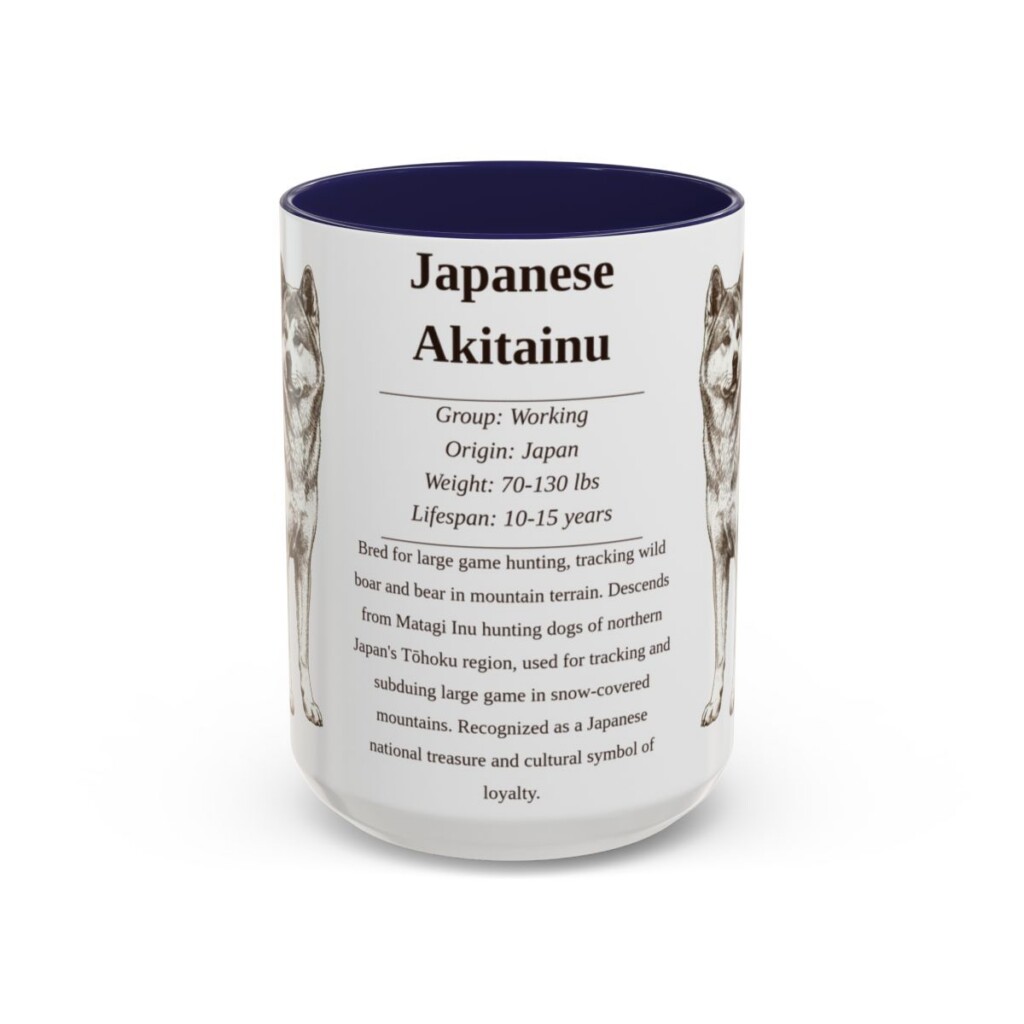15oz Japanese Akitainu Mug, Navy, front view