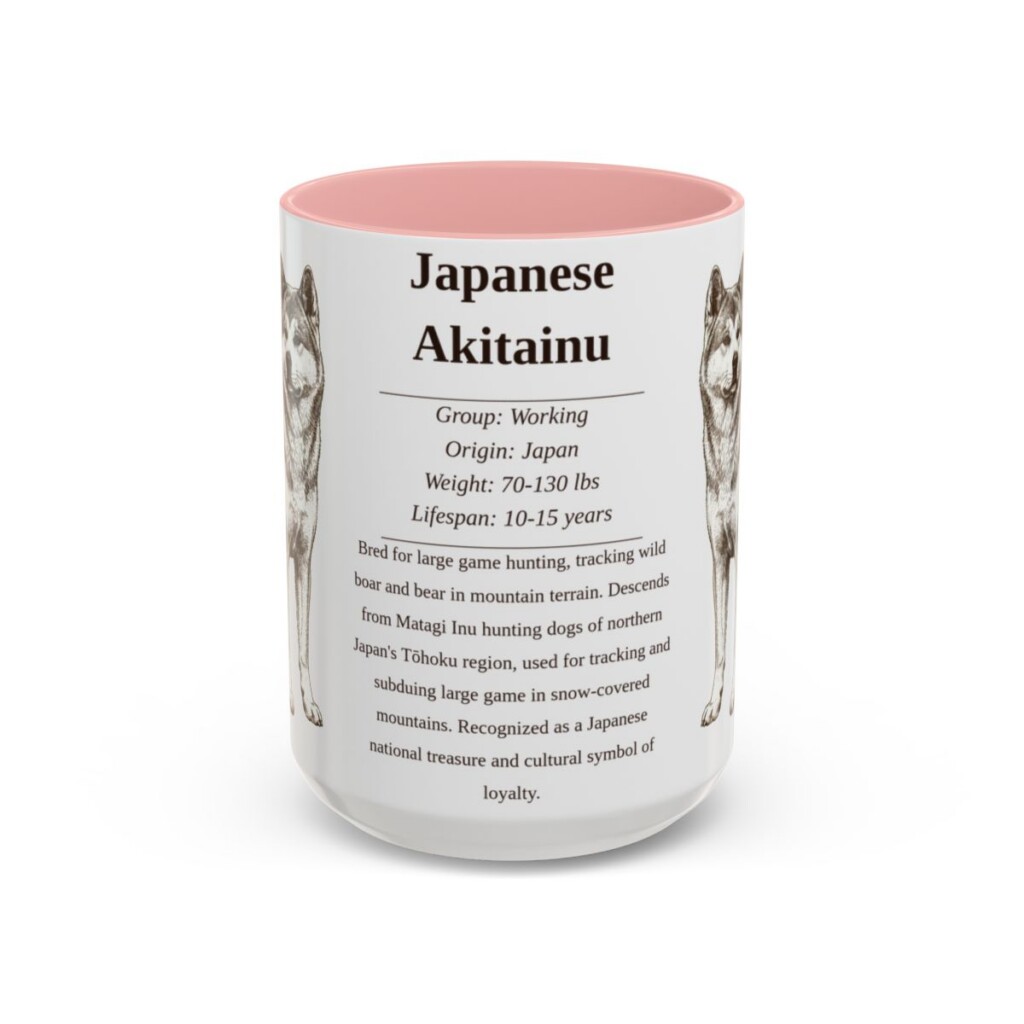 15oz Japanese Akitainu Mug, Pink, front view