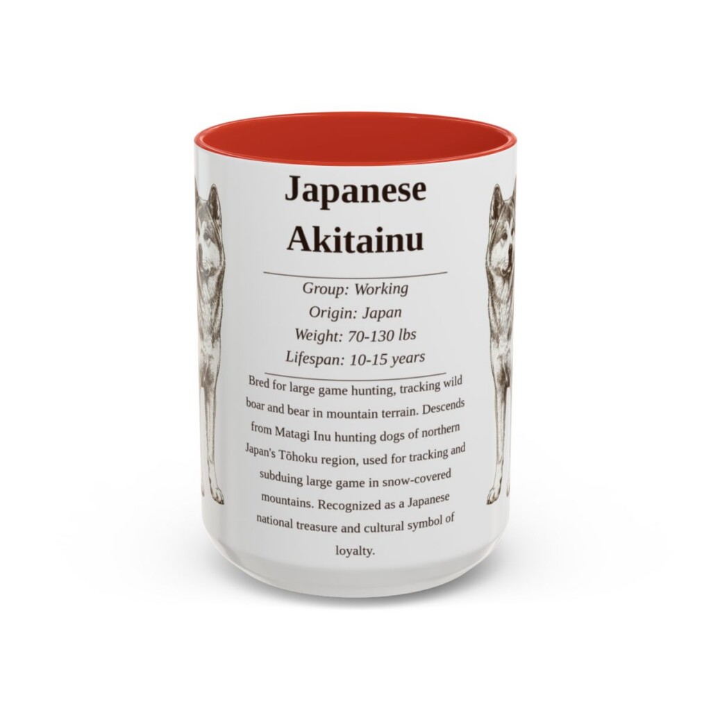 15oz Japanese Akitainu Mug, Red, front view