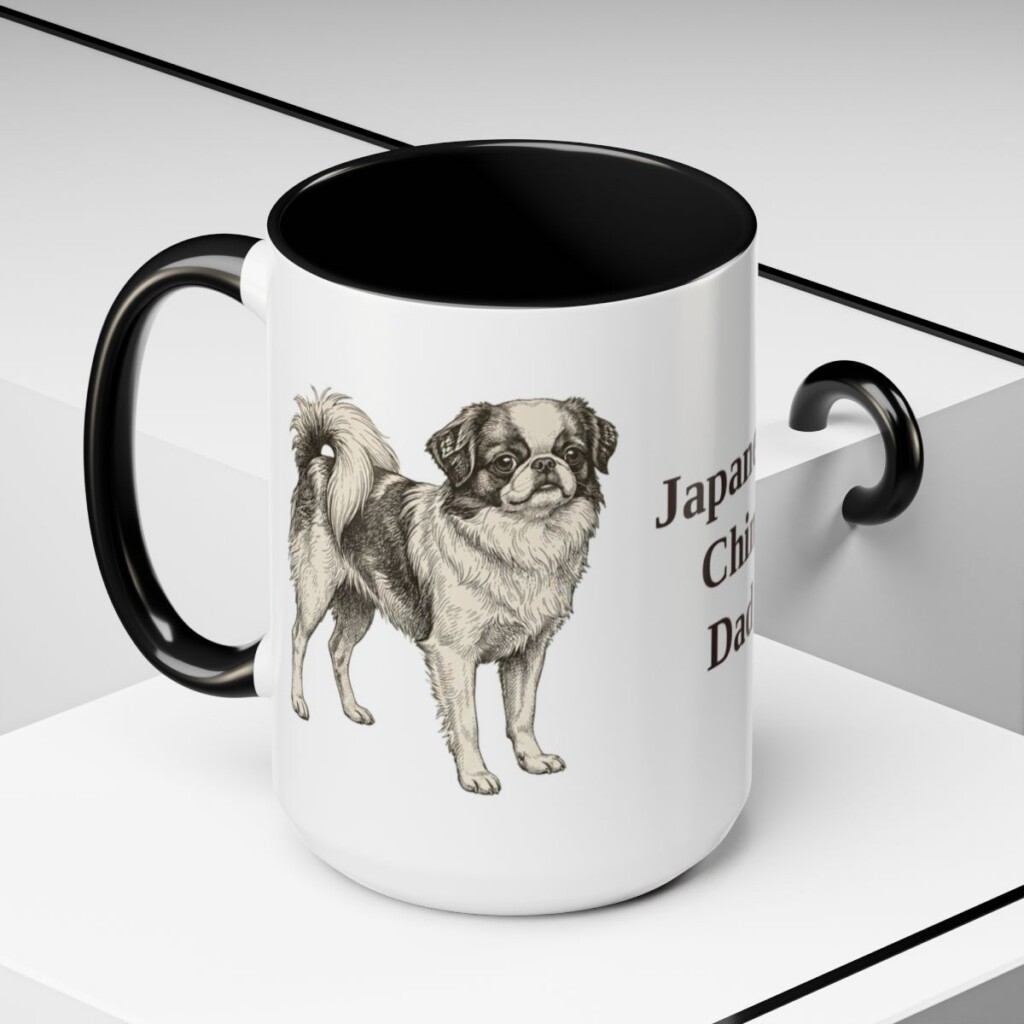 15oz-japanese-chin-mug-dad-black-context-2 15oz Japanese Chin Dog Dad Mug, Black, lifestyle photo