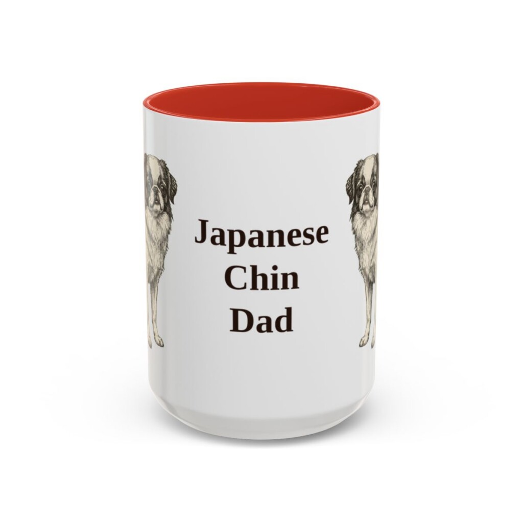 15oz-japanese-chin-mug-dad-red 15oz Japanese Chin Dog Dad Mug, Red, front view