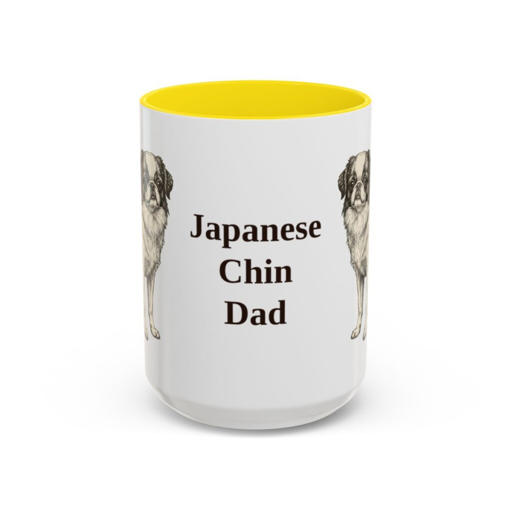 15oz-japanese-chin-mug-dad-yellow 15oz Japanese Chin Dog Dad Mug, Yellow, front view