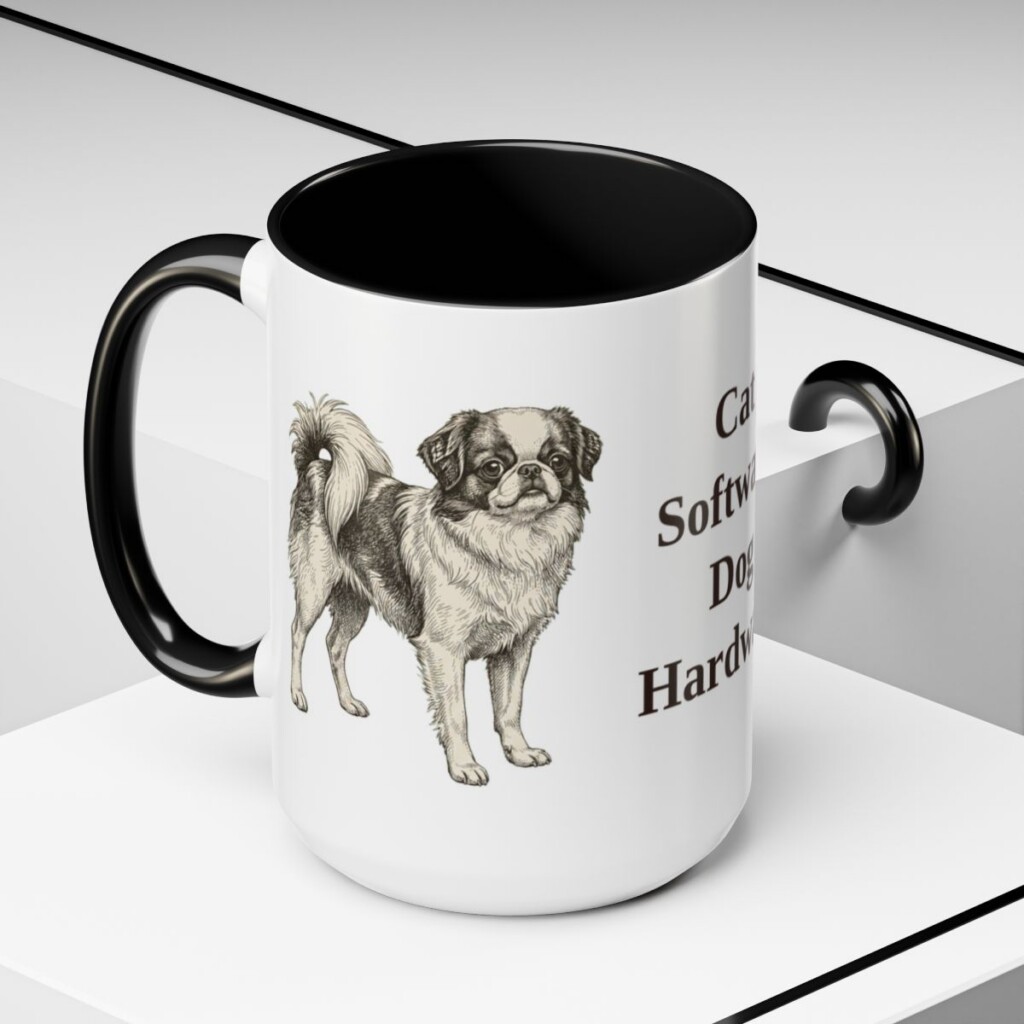 15oz Funny Japanese Chin Mug, Black, lifestyle photo