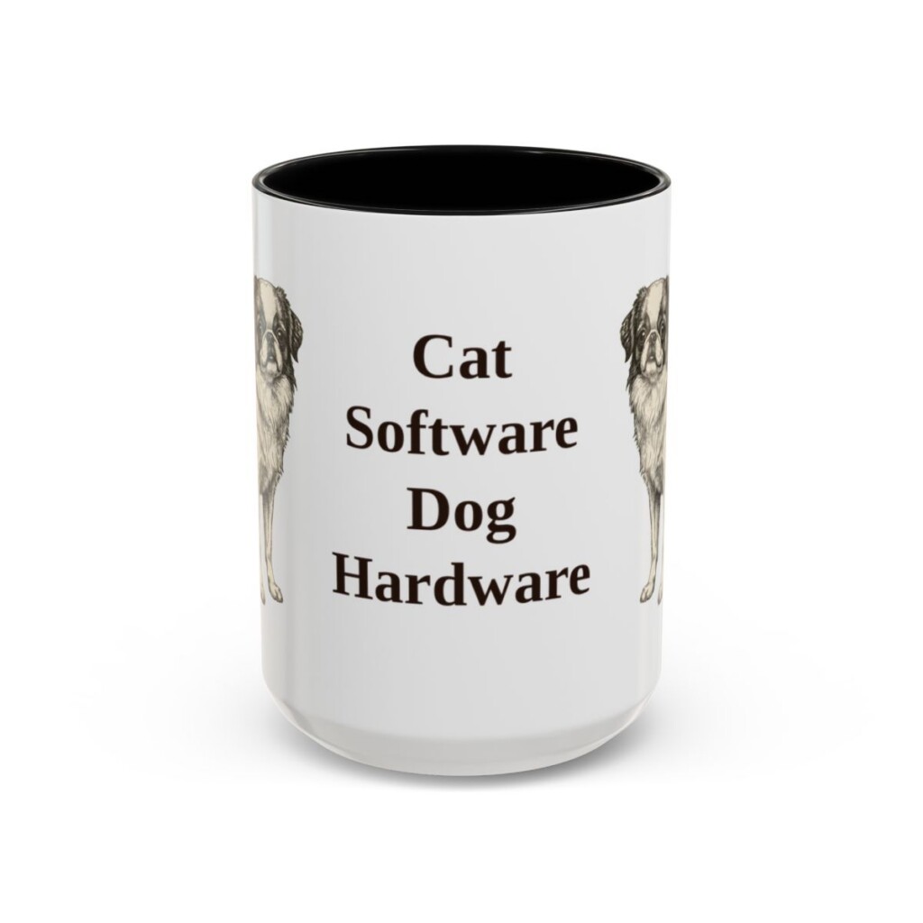 15oz Funny Japanese Chin Mug, Black, front view