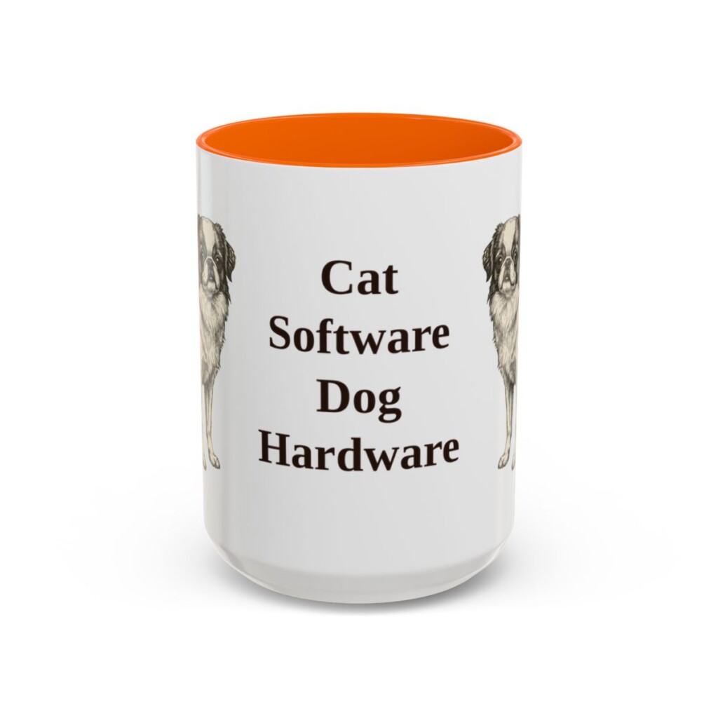 15oz Funny Japanese Chin Mug, Orange, front view