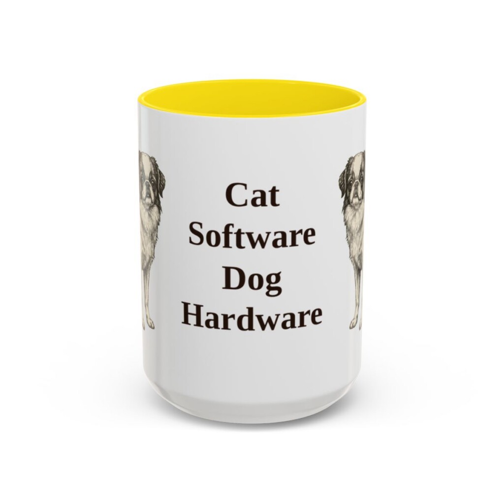 15oz Funny Japanese Chin Mug, Yellow, front view