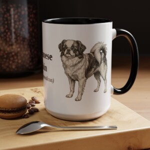 15oz Japanese Chin Latin Mug, Black, lifestyle photo