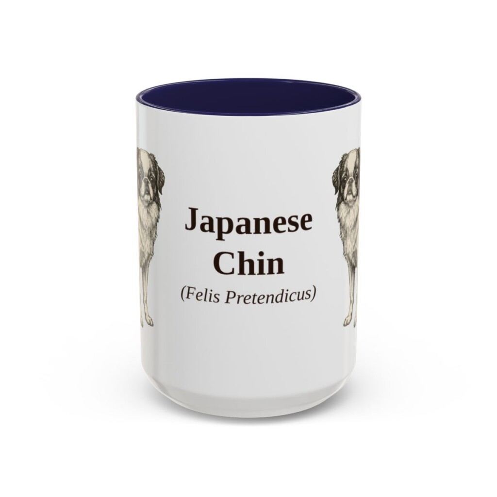 15oz Japanese Chin Latin Mug, Navy, front view