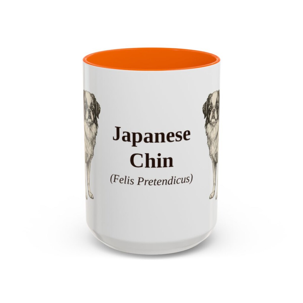 15oz Japanese Chin Latin Mug, Orange, front view