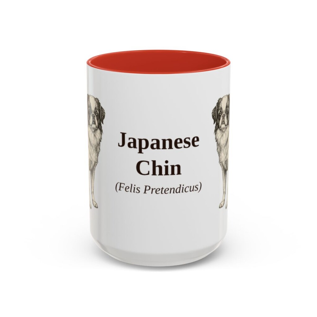 15oz Japanese Chin Latin Mug, Red, front view