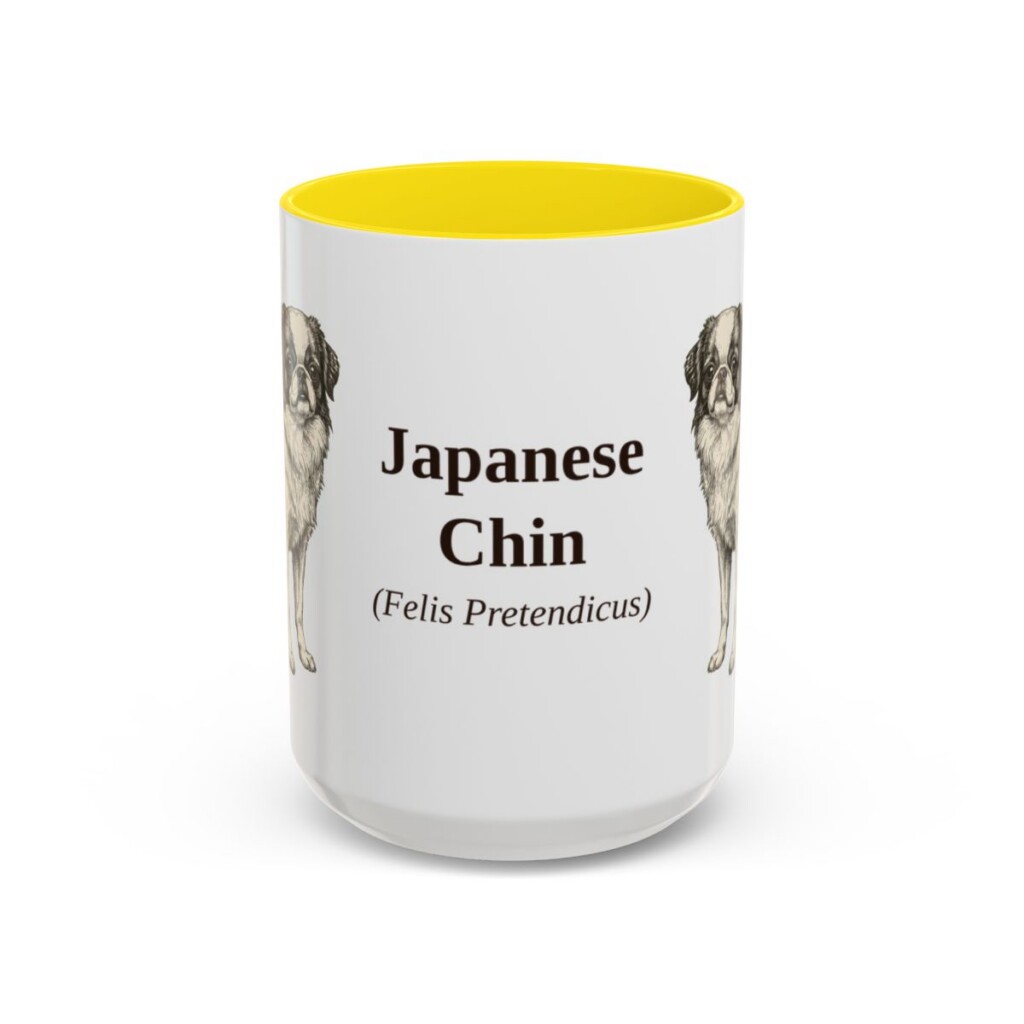 15oz Japanese Chin Latin Mug, Yellow, front view