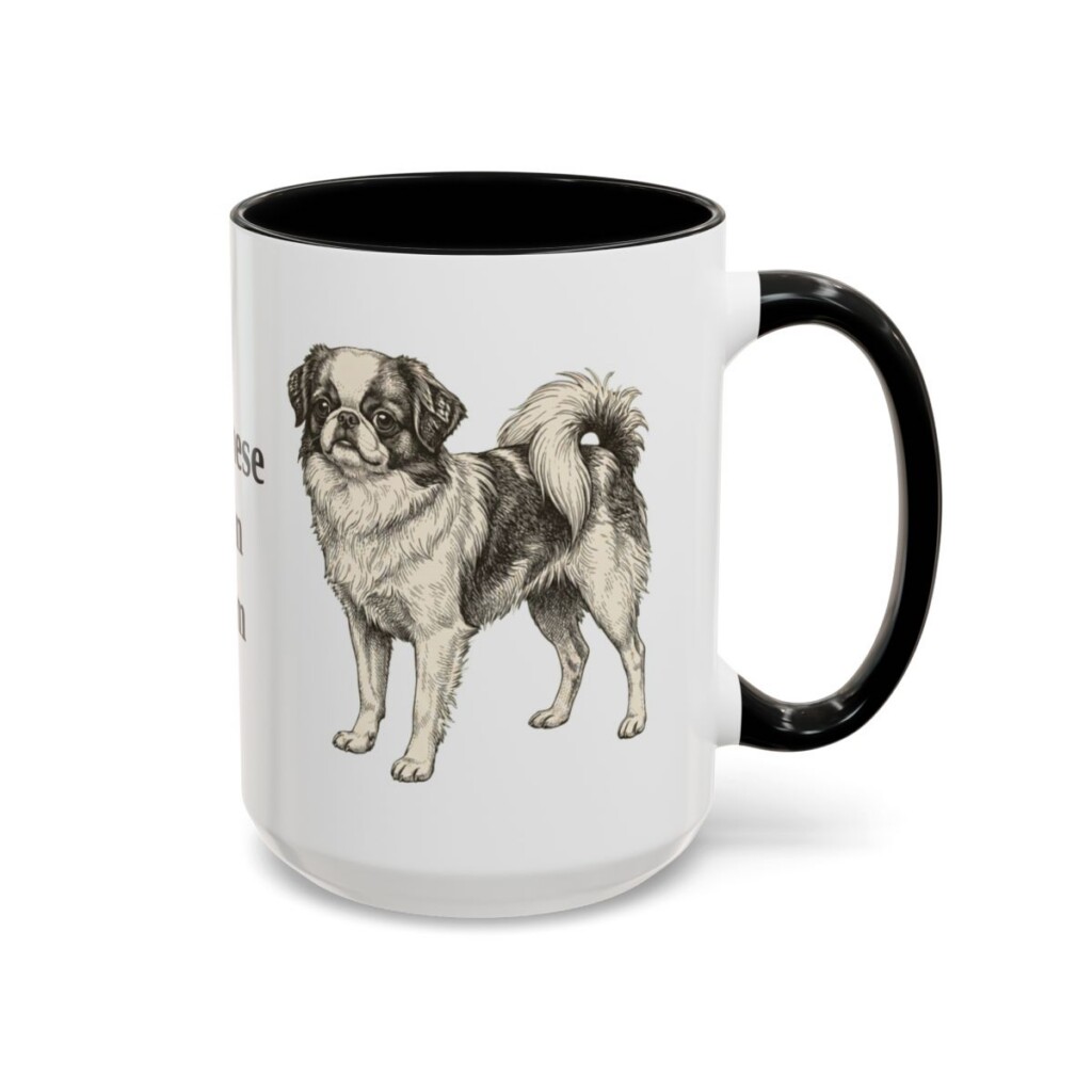 15oz Japanese Chin Dog Mom Mug, Black, right side view