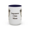15oz Japanese Chin Dog Mom Mug, Navy, front view