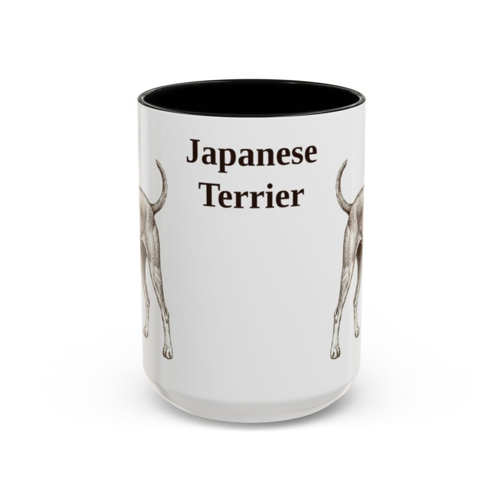 15oz Japanese Terrier Mug, Black, front view