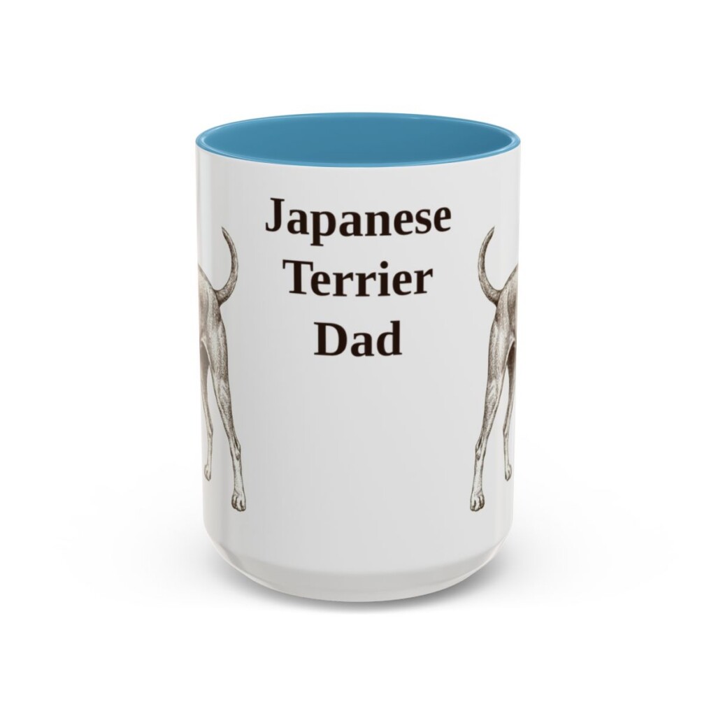 15oz-japanese-terrier-mug-dad-light-blue 15oz Japanese Terrier Dog Dad Mug, Light Blue, front view
