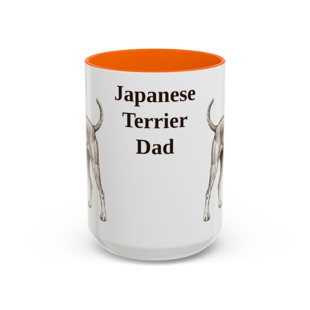 15oz-japanese-terrier-mug-dad-orange 15oz Japanese Terrier Dog Dad Mug, Orange, front view