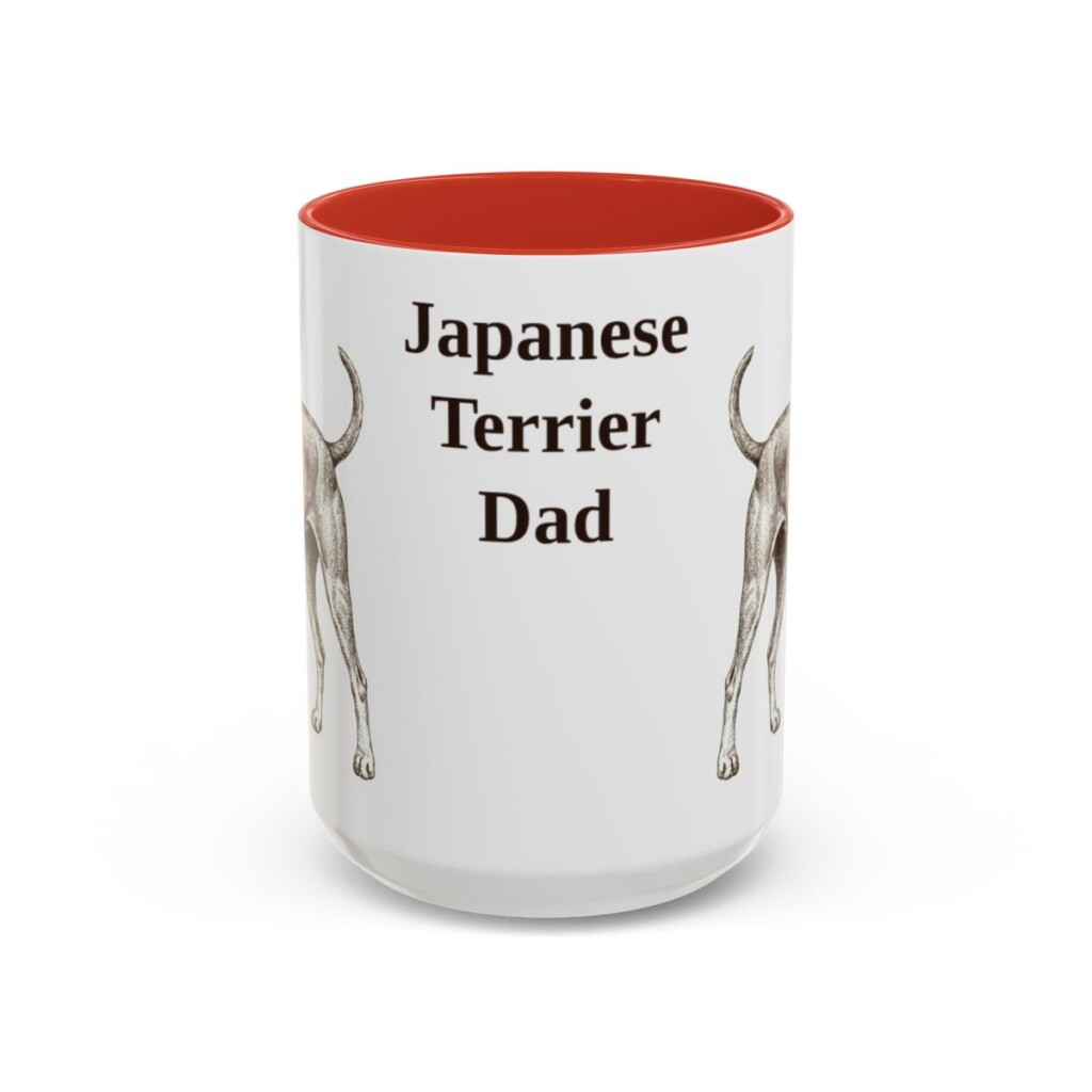 15oz-japanese-terrier-mug-dad-red 15oz Japanese Terrier Dog Dad Mug, Red, front view